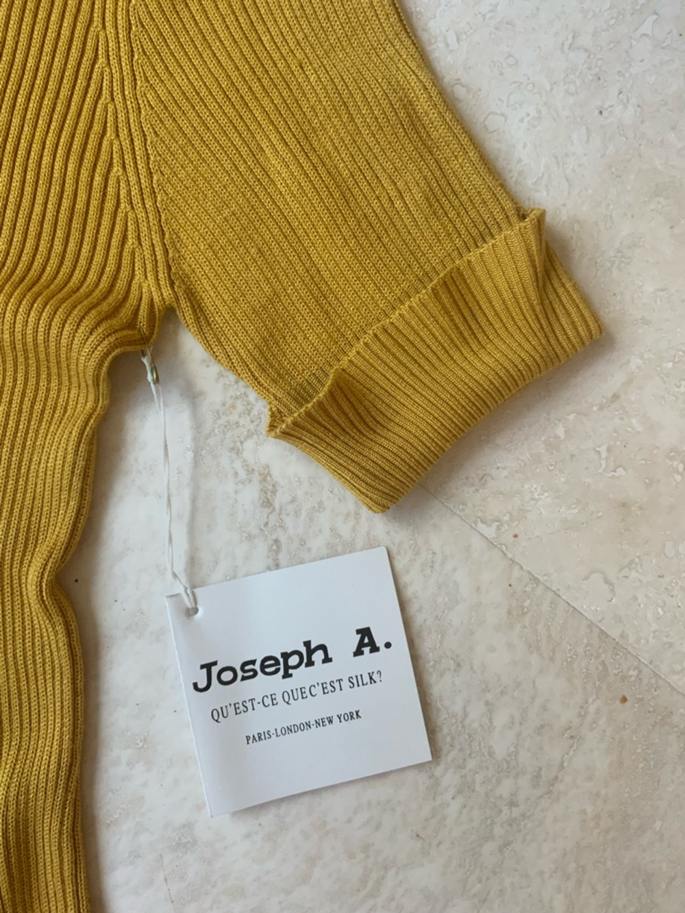 Classic Joseph  A. Mustard Ribbed Mock Neck Sweater SZ XLG NWT - Picture 4 of 7